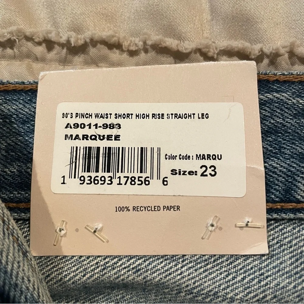 Agolde 90's Pinch Waist Denim Jean Short Marquee 23 NWT High Rise Long Inseam